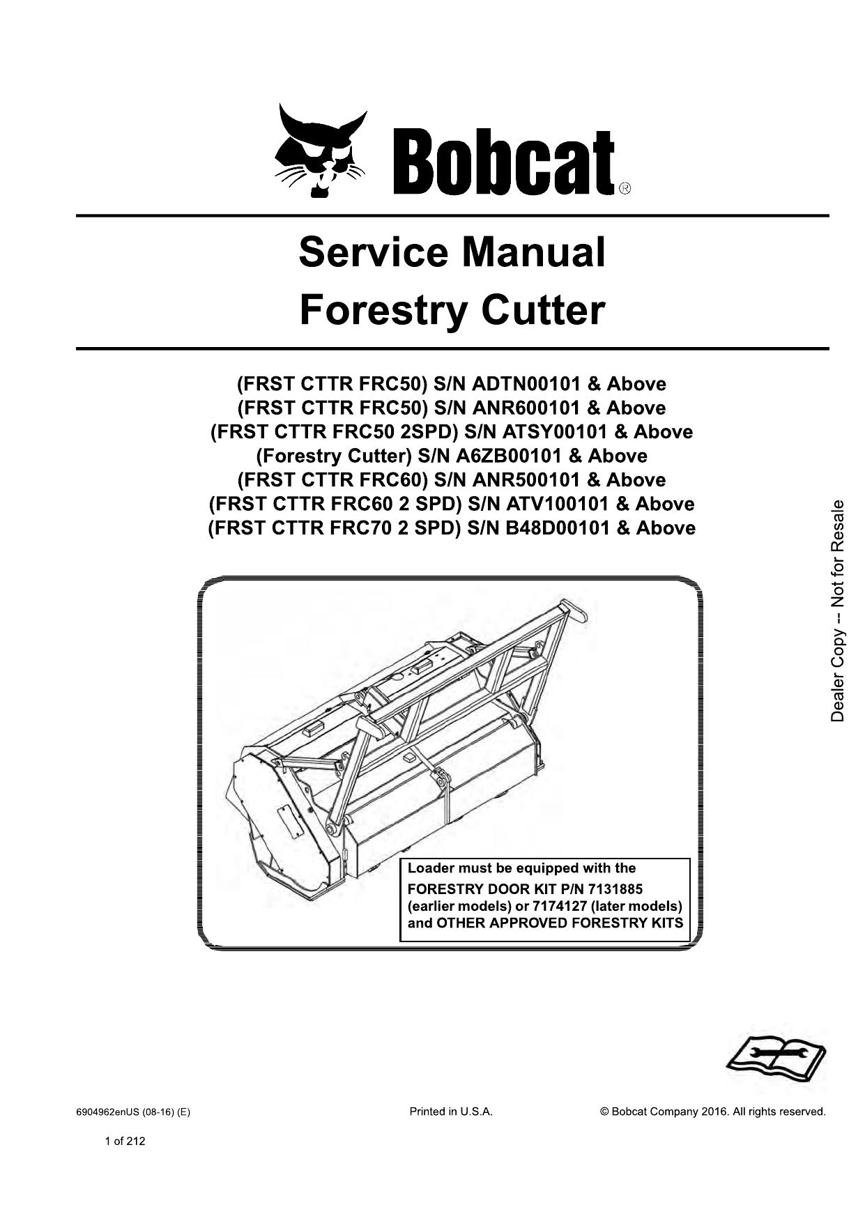 Forestry Cutter Service Manual Bobcat